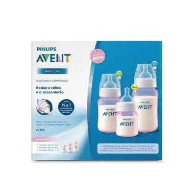 MAMADEIRAS CLASSICAS ANTI-COLICA 3 UND 125/260/330ML ROSA (SCD809/42)- AVENT