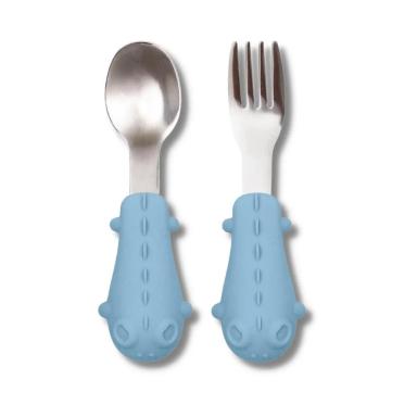 KIT DE TALHERES COM CABO EM SILICONE AZUL - BUBA