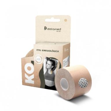 KIT BANDAGEM ELáSTICA ADESIVA KINESIOLóGICA 4 UNIDADE DELLAMED Creme