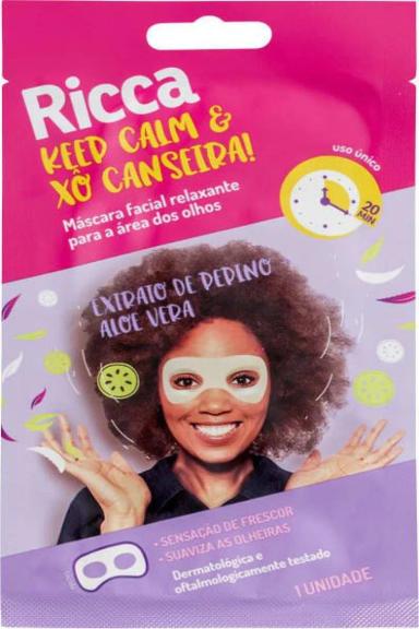 MáSCARA FACIAL RELAXANTE PARA A áREA DOS OLHOS RICCA XO CANSEIRA 1 UNIDADE USO úNICO