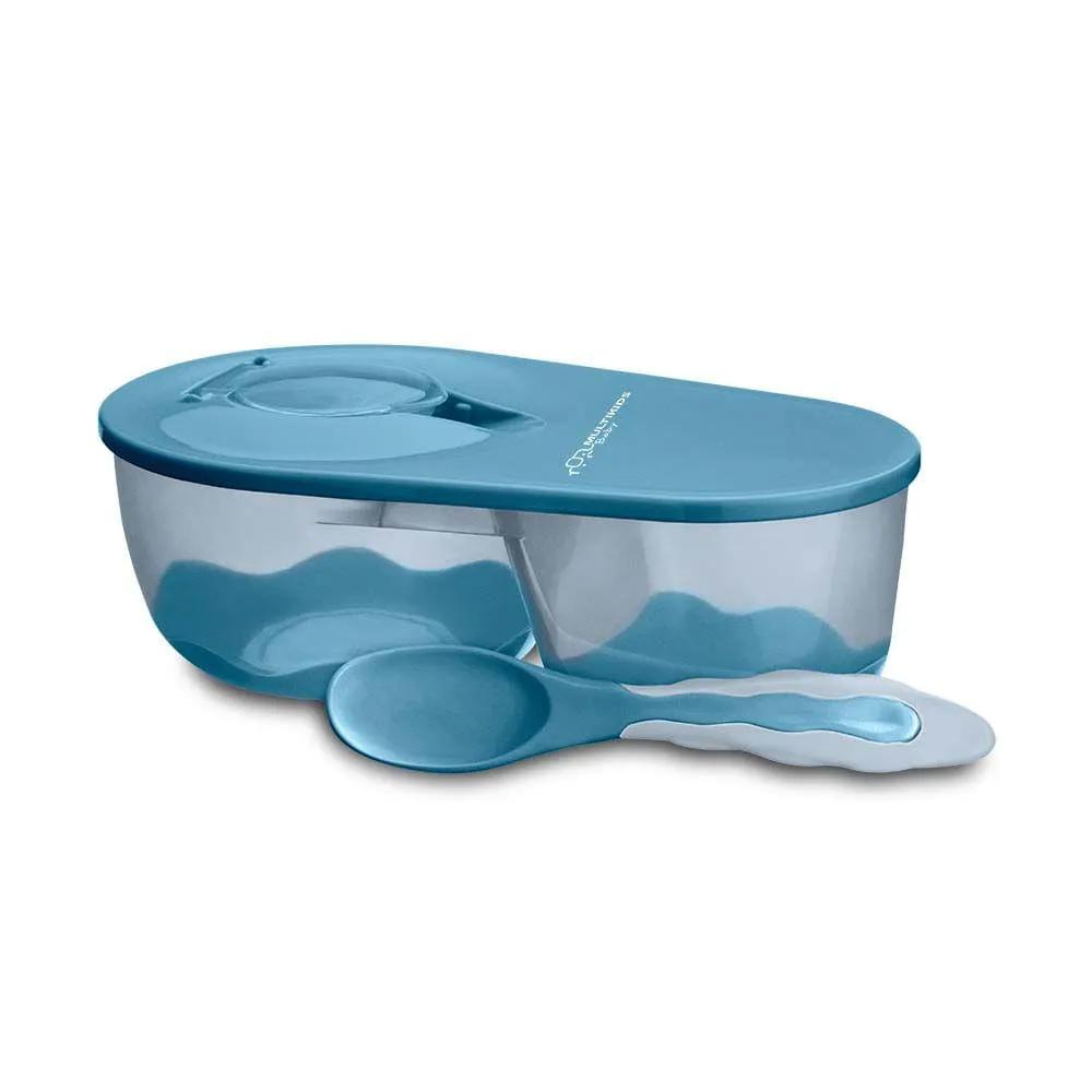 PRATO FUNDO COM DIVISóRIA E COLHER FUNNY MEAL AZUL MULTIKIDS BABY - BB053 BB053
