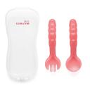 COLHER E GARFO COM ESTOJO HIGIêNICO FUNNY MEAL 6+M ROSA MULTIKIDS BABY - BB1131 BB1131