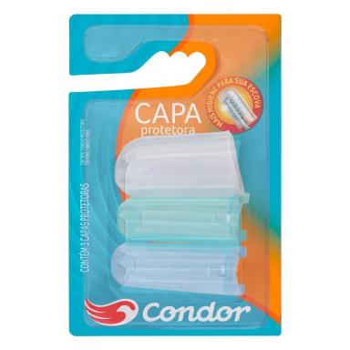 CAPA PROTETORA DE CERDAS PARA ESCOVA DENTAL CONDOR BLISTER 3 UNIDADES