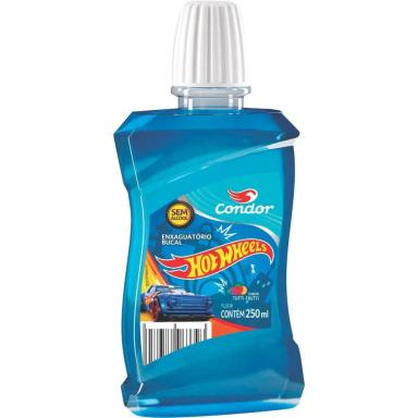 ENXAGUANTE BUCAL INFANTIL ZERO ÁLCOOL TUTTI FRUTTI HOT WHEELS CONDOR FRASCO 250ML