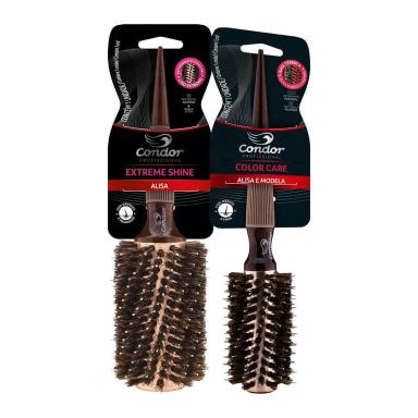 KIT ESCOVAS PROFISSIONAIS COM CERDA DE JAVALI - 2 TAMANHOS