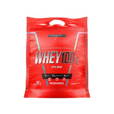 WHEY PROTEIN PURE WHEY 100% POUCH 907G MORANGO INTEGRALMEDICA