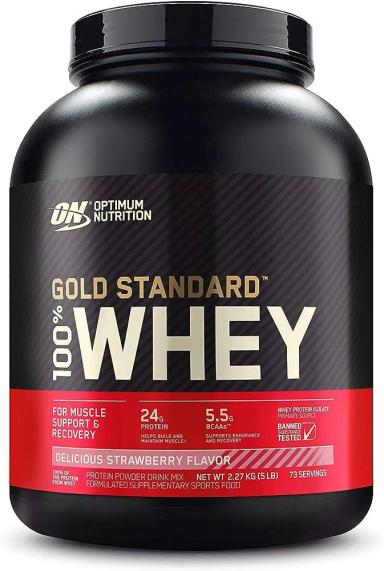 100% Whey Gold Protein Standard New Optimum Nutrition Morango 2,27Kg