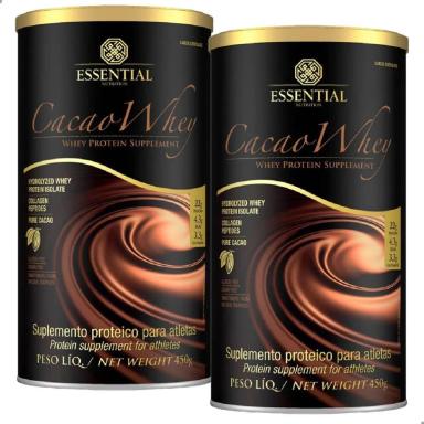 KIT 2 WHEY PROTEIN CACAU 450G ESSENTIAL NUTRITION