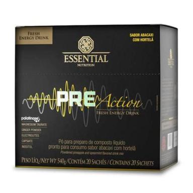PRE-ACTION ENERGY DRINK 27G (540G) 20 UNIDADES ESSENTIAL Abacaxi COM Hortelã