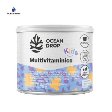 GUMMY MULTIVITAMINICO KIDS 2,5G 30 GOMAS OCEAN DROP Framboesa