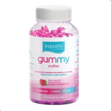 SUPER GUMMY MULHER FIBRAS E PREBIóTICOS 3G 60 GOMAS EQUALIV Framboesa