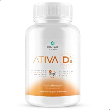 VITAMINA D3 ATIVA 2000UI 60 CáPSULAS CENTRAL NUTRITION Natural