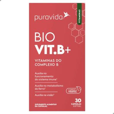 BIO VIT B+ VITAMINAS DO COMPLEXO B 30 CáPSULAS SOFTGEL PURA VIDA Natural