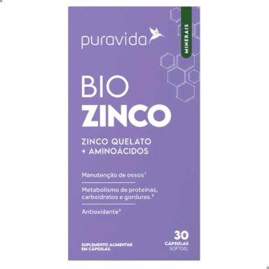 BIO ZINCO QUELATO + AMINOáCIDOS 30 CáPSULAS SOFTGEL PURA VIDA Natural
