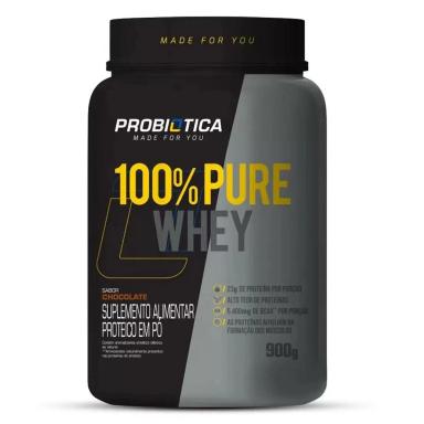 100% PURE WHEY POTE 900G - PROBIóTICA - CHOCOLATE