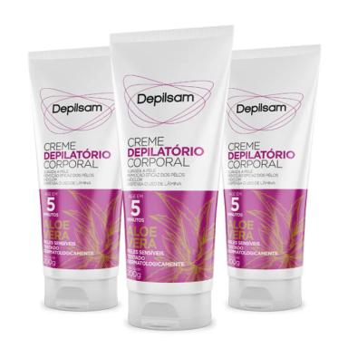 KIT CREME DEPILATóRIO CORPORAL DEPILSAM ALOE VERA 200G COM 3 UNIDADES