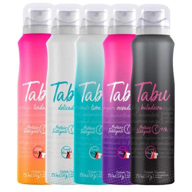 KIT DESODORANTE AEROSOL ANTITRANSPIRANTE TABU COLLECTION 150ML COM 5 UNIDADES