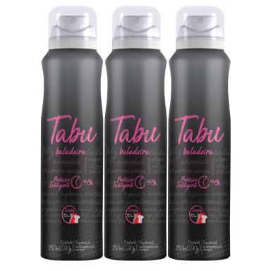 KIT DESODORANTE AEROSOL ANTITRANSPIRANTE TABU BALADEIRA 150ML COM 3 UNIDADES