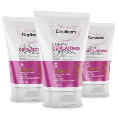 KIT CREME DEPILATóRIO CORPORAL DEPILSAM KARITé 100G COM 3 UNIDADES