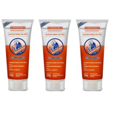 KIT 3 MINANCORAS CREME DESODORANTE ALIVIO PARA OS PéS 80G