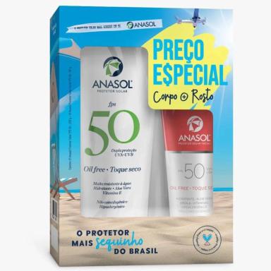 KIT ANASOL PROTETOR SOLAR FACIAL FPS 50 + CORPORAL FPS 50 COM 200G