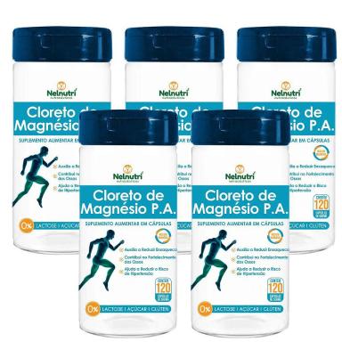 KIT 5UNI CLORETO MAGNéSIO P.A. 120 CáPS - NELNUTRI