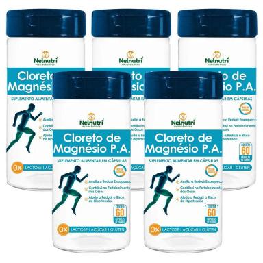 KIT 5UNI CLORETO MAGNéSIO P.A. 60 CáPS - NELNUTRI