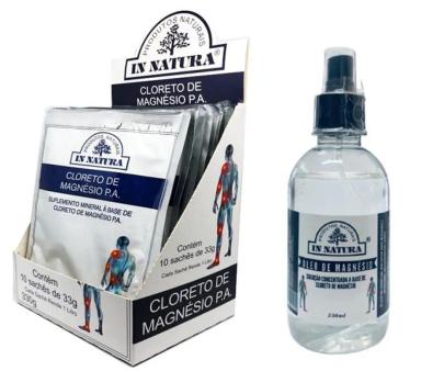 CLORETO DE MAGNéSIO P.A. (10 SACHêS DE 33GR) + ÓLEO DE MAGNéSIO SPRAY 250ML - IN NATURA