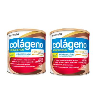 2X COLáGENO HIDROLISADO 2 EM 1 VERISOL (2X 250GR) - MAXINUTRI Frutas Vermelhas