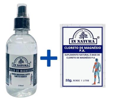 ÓLEO DE MAGNéSIO SPRAY 250ML + 4 SACHêS CLORETO DE MAGNéSIO P.A. (C/ 33GR CADA) - IN NATURA