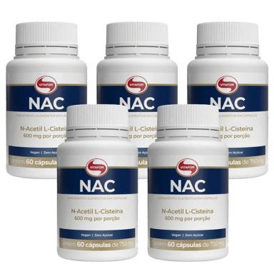 KIT 5UNI NAC N-ACETIL L-CISTEíNA 60 CáPS 750MG - VITAFOR