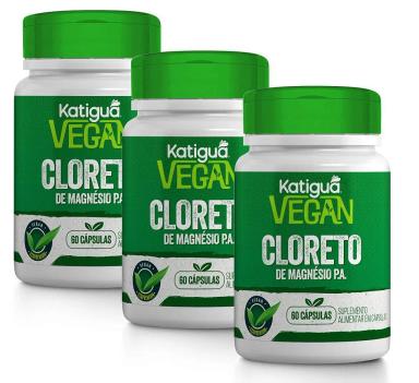 KIT 3UNI VEGAN CLORETO DE MAGNéSIO 60 CáPS  - KATIGUá