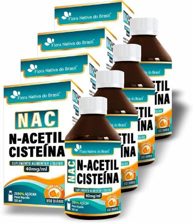 KIT COM 4 - NAC (N-ACETILCISTEINA) 40MG/ML EM LíQUIDO 120ML SABOR LARANJA