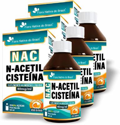 KIT COM 3 - NAC (N-ACETILCISTEINA) 40MG/ML EM LíQUIDO 120ML SABOR LARANJA