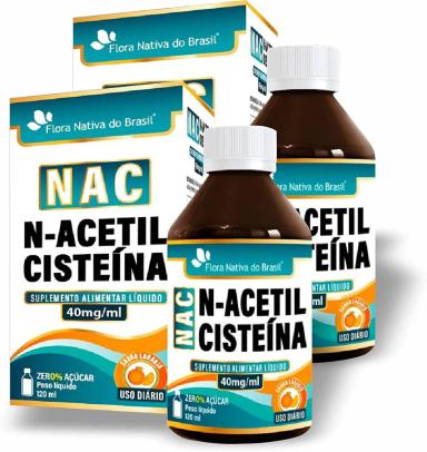 KIT COM 2 NAC (N-ACETILCISTEINA) 40MG/ML 120ML SABOR LARANJA