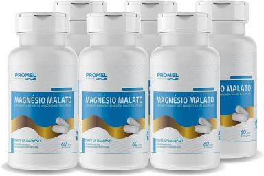 KIT COM 6 MAGNéSIO MALATO PROMEL 60 CAPSULAS DE 500MG