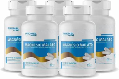 KIT 5 MAGNéSIO MALATO PROMEL 60 CAPSULAS DE 500MG