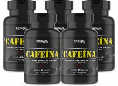 KIT COM 5 CAFEíNA 60 CAPSULAS DE 500MG PROMEL