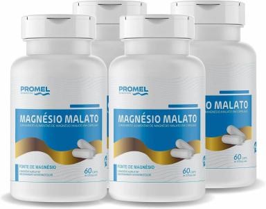 KIT 4 MAGNéSIO MALATO PROMEL 60 CAPSULAS DE 500MG