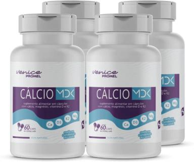 4 MDK CáLCIO,MAGNéSIO,VITAMINA D3 E K2 60 CAPS 500MG PROMEL