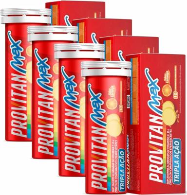 KIT COM 4 PROVITAN MAX VITAMINA C, D E ZINCO EM 10 COMPRIMIDOS EFERVESCENTES DE 1000MG PROMEL