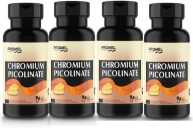 KIT 04 PICOLINATO DE CROMO 60 CáPSULAS 300 MG (CHROMIUM PICOLINATE ) PROMEL