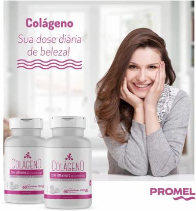 KIT COM 3 COLáGENO HIDROLISADO COM VITAMINA C PROMEL 60 COMP DE 1000MG