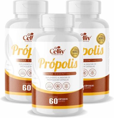KIT COM 3 - EXTRATO DE PRóPOLIS 60 CAPSULAS DE 500MG CELLIV