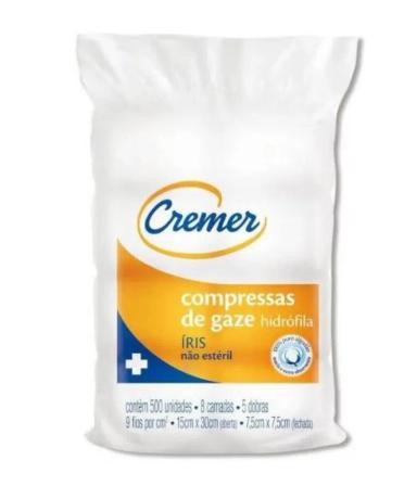 COMPRESSA DE GAZE ÍRIS 9 FIOS (PACOTE COM 500 UNIDADES) - CREMER