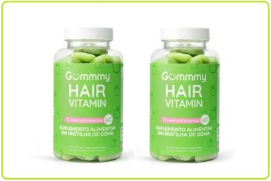 KIT COM 2 GUMMY HAIR VITAMINAS SABOR MAçã VERDE COM 60 GOMAS