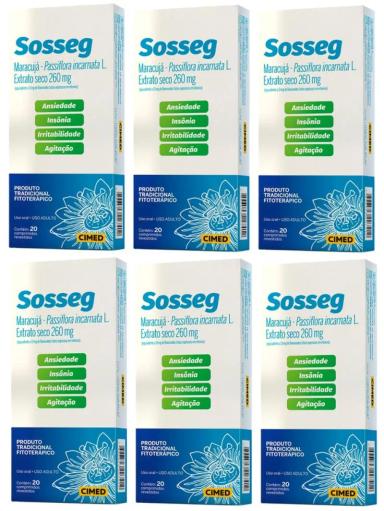 KIT 6 SOSSEG EXTRATO DE MARACUJá 260MG COM 20CPR - CIMED