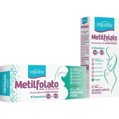KIT 3 METILFOLATO DE CáLCIO VITAMINA B6 B12 30 CPS - EQUALIV