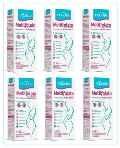 KIT 6 METILFOLATO DE CáLCIO VITAMINA B6 B12 30CPS - EQUALIV