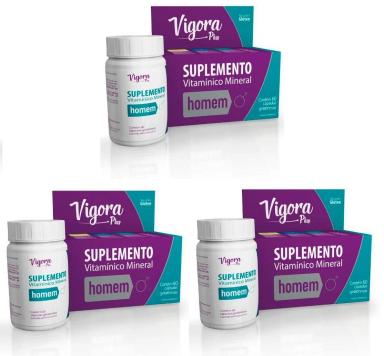 KIT 3 SUPLEMENTO VIGORA PLUS HOMEM 60CPS - PRATI